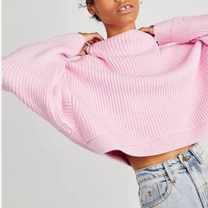 FREE PEOPLE Emmy Mock Neck Sweater. Pink. XL